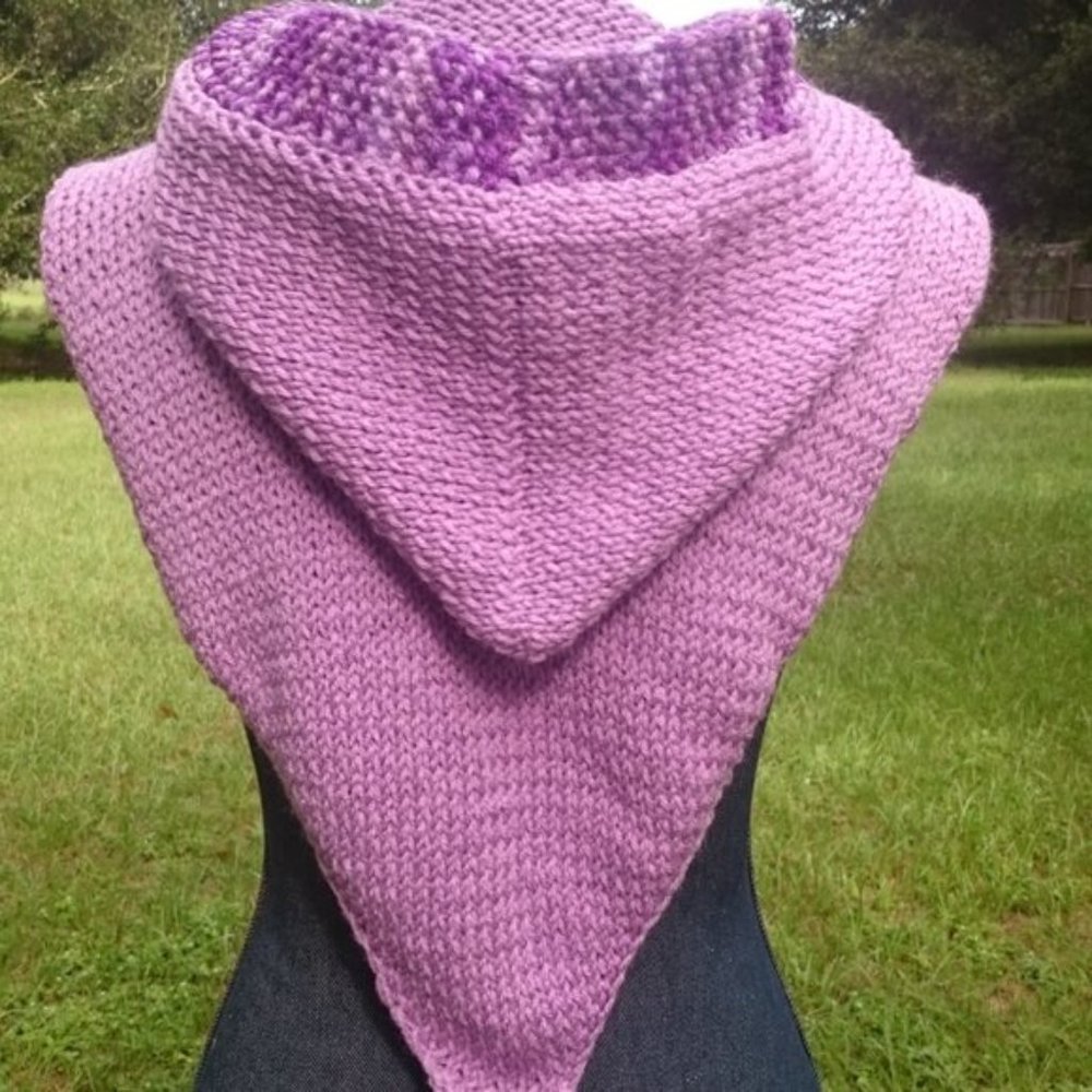Hand Crafted Knit Balaclava Hood Hoodie Purple Scarf Hand Made Cowl Essential - Picture 2 of 5